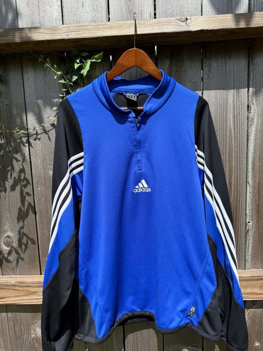 Adidas VINTAGE Adidas Sweatshirt Mens XL Blue 1/4 Zip ClimaCool Pullover Y2K